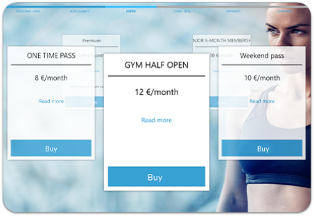 GYMMANAGER self service kiosk dashboard